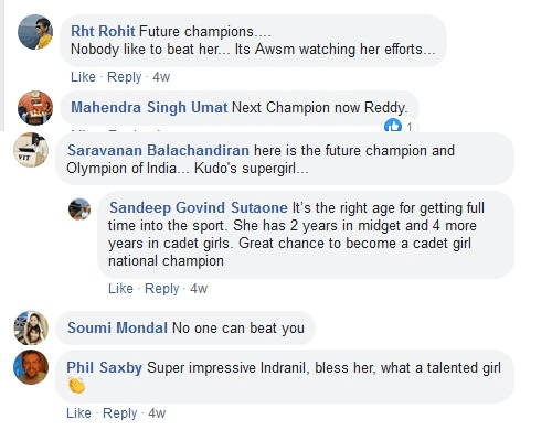 Facebook comments regarding table tennis skills of my daughter