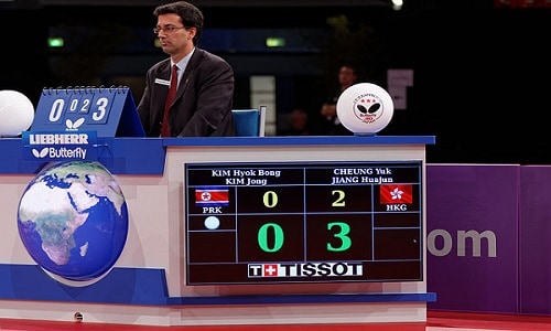 Digital scoreboard in table tennis