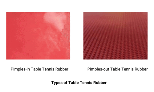 two types of table tennis rubber, pimples-in and pimples-out