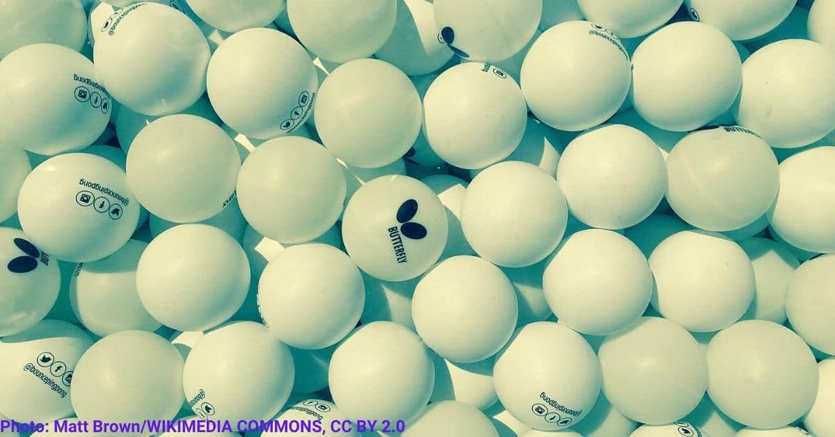 Ping pong balls of various types