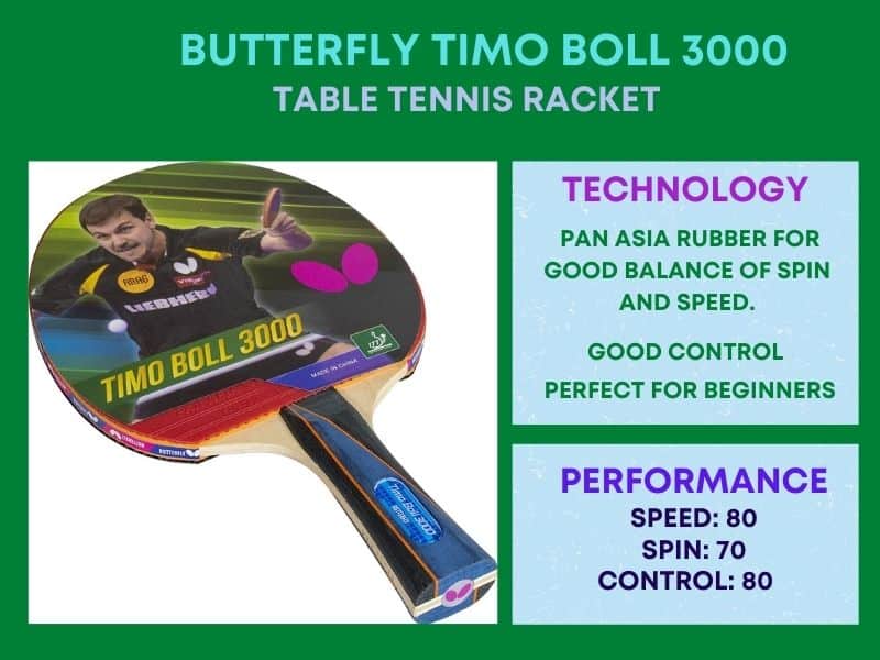 Butterfly timo boll 3000 ping pong paddle infographic